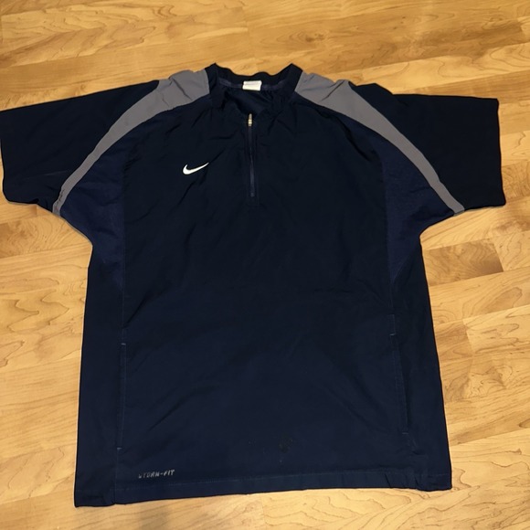 Nike‎ Storm Fit Navy Blue 1/4 Zip Short Sleeve Pullover - Picture 1 of 9